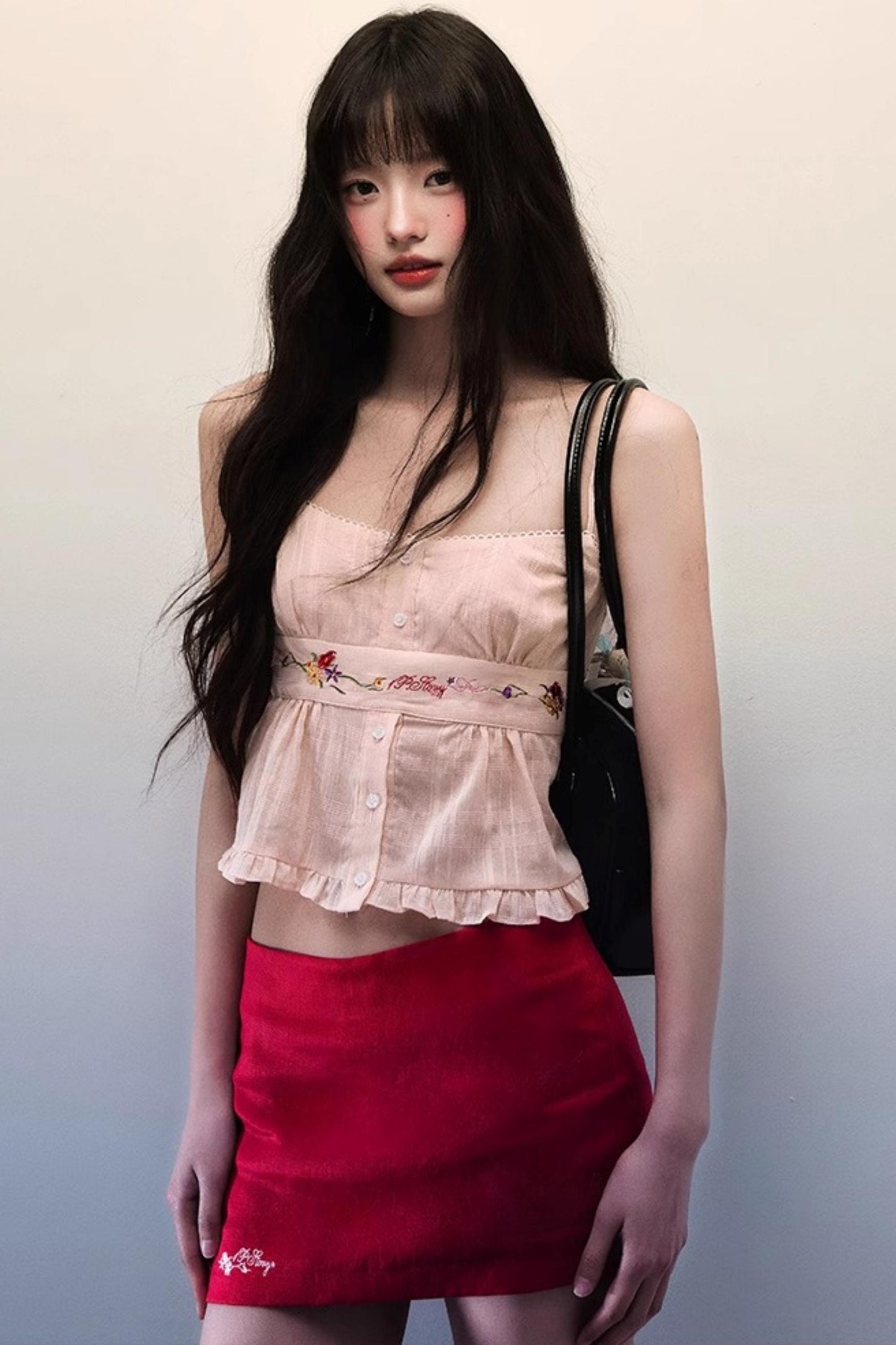 Pink Linen Mini Skirt