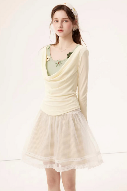 Faux Floral Knitted Top