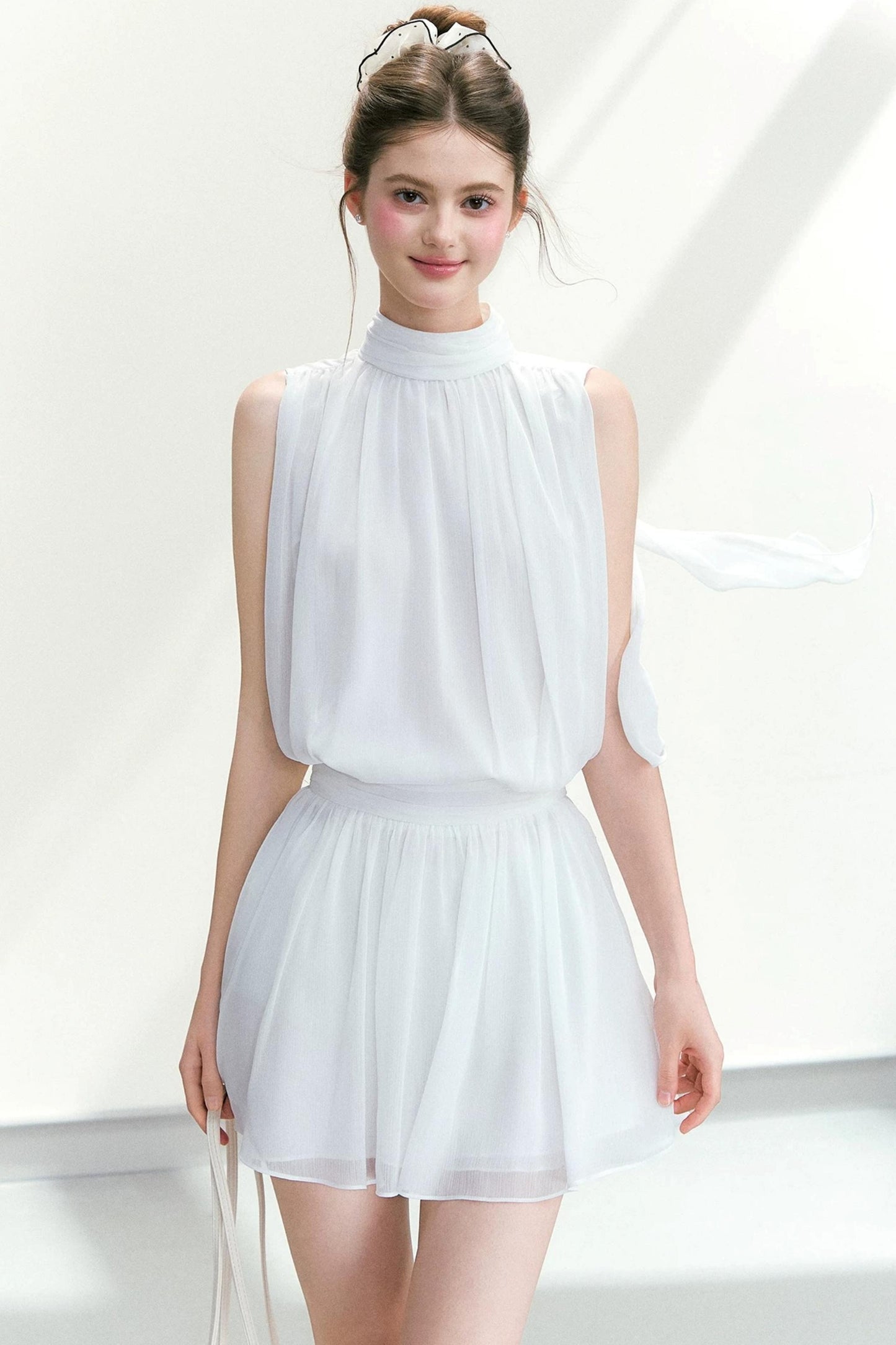 Chiffon Sleeveless Top and Skirt Set-Up