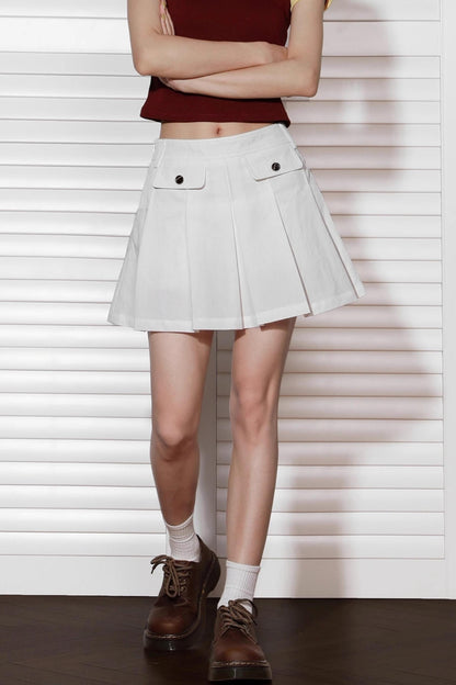 High-Waist Pleated A-Line Skirt