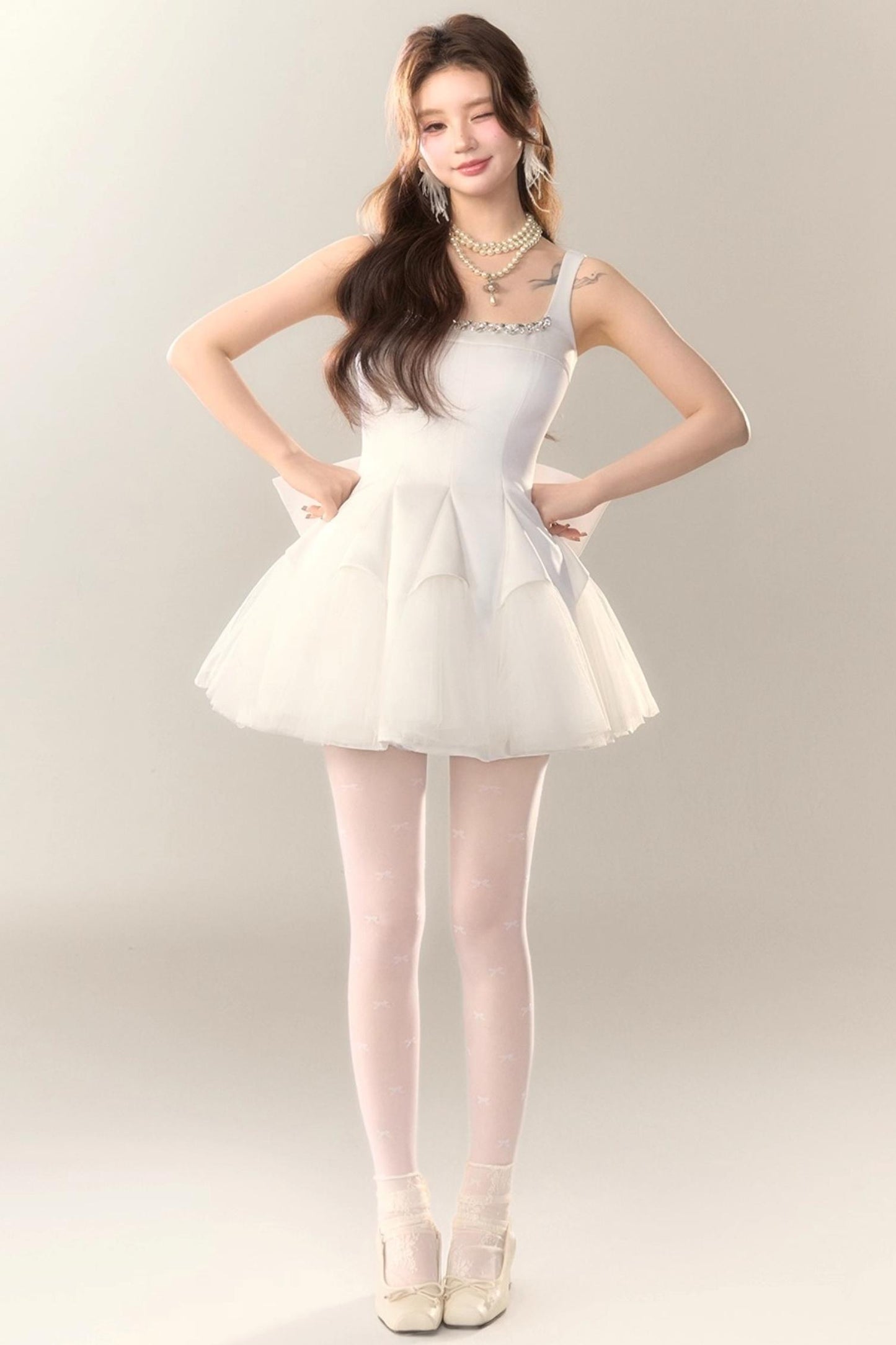 Swan Dance Mesh Panelled Slip Dress