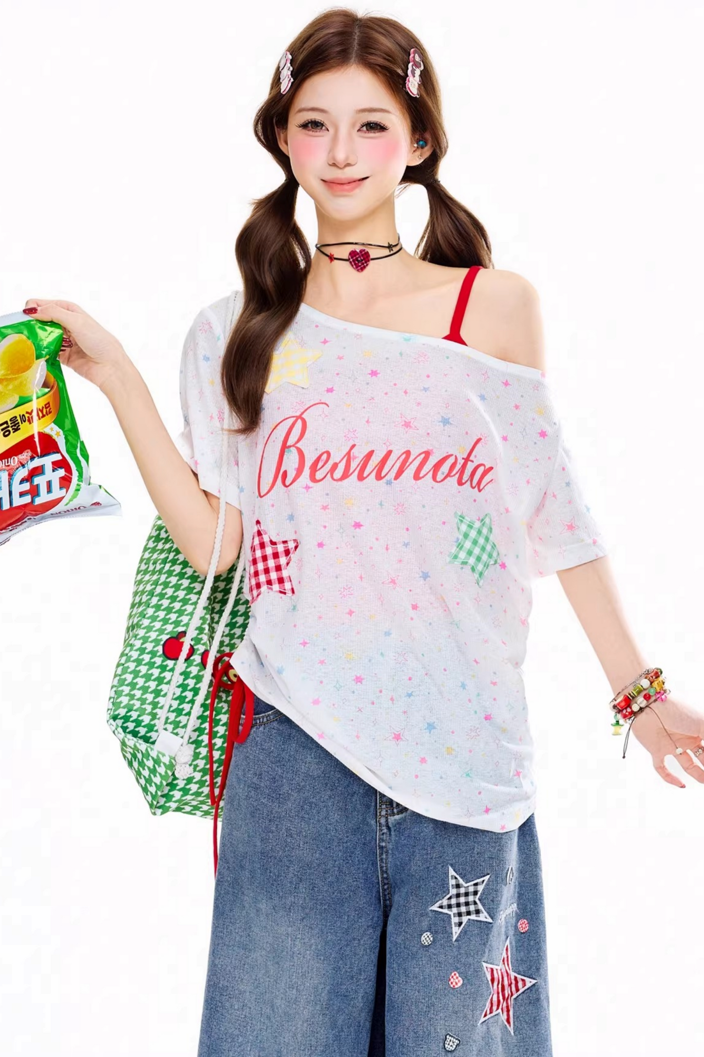 Dopamine Letter One-Shoulder Top