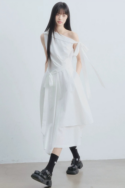 Thin Smoke Camellia A-Line Dress