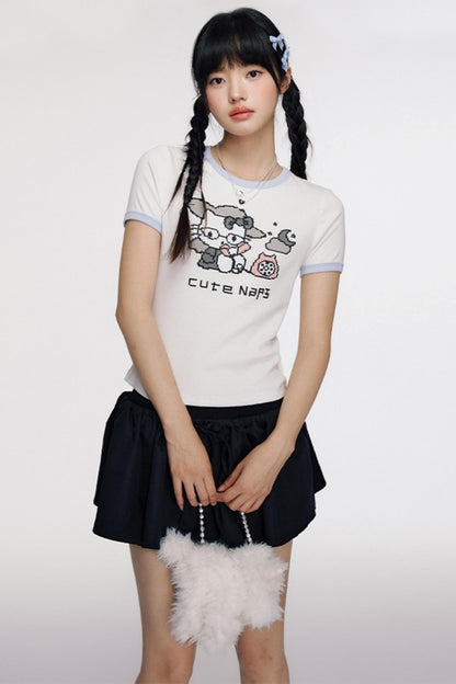 Original Cartoon Print Crop Top