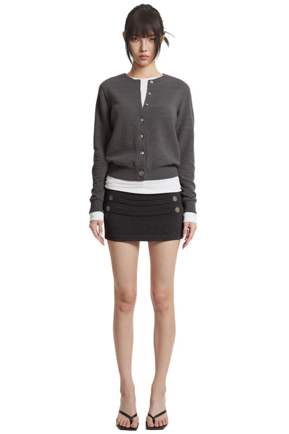 Woolen Knit A-Line Skirt Set-Up