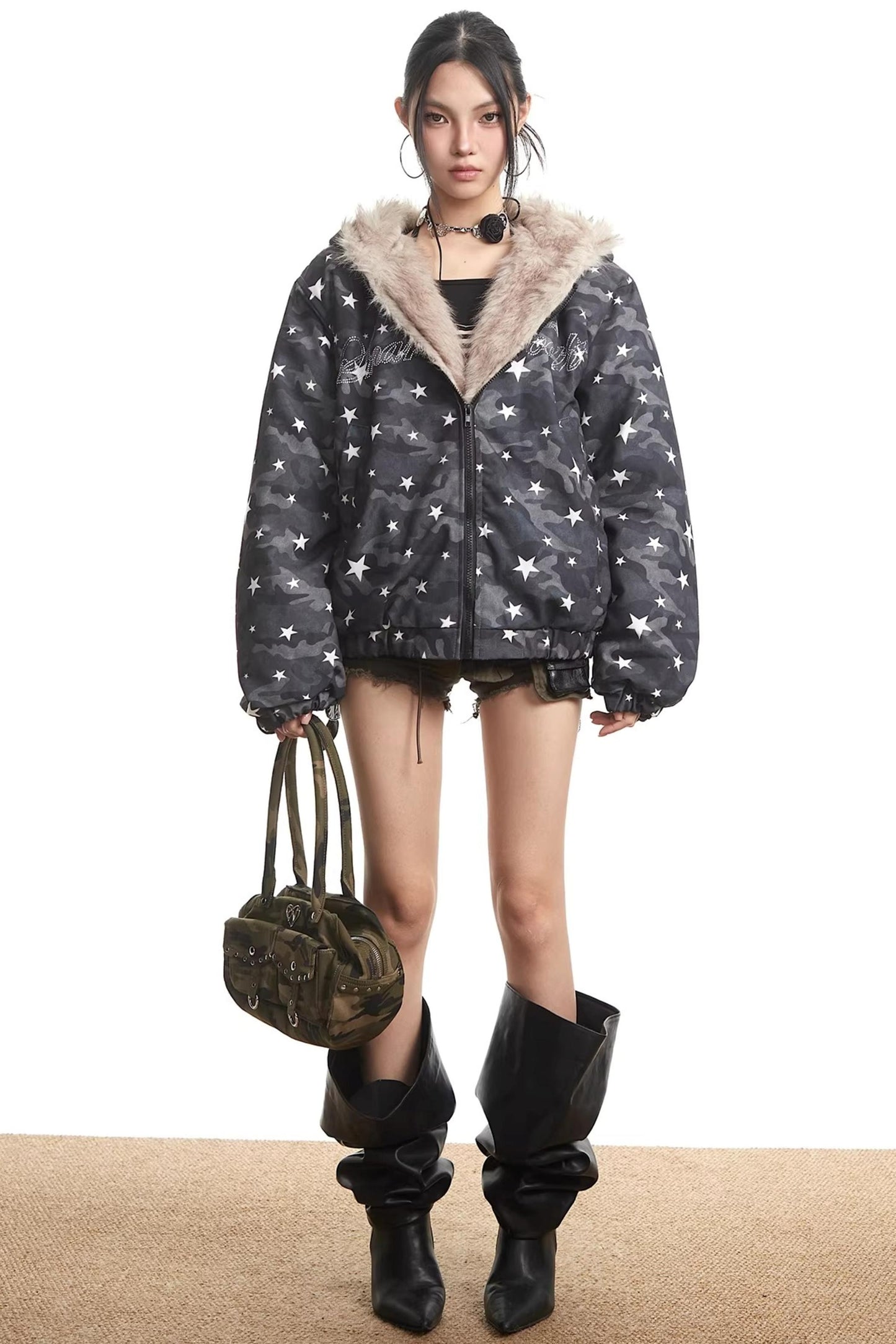 Retro Camouflage Hooded Jacket