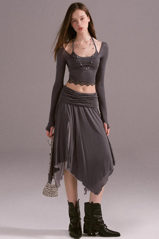 Irreguler Lace Skirt Set-Up