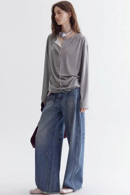 Lace Collar Fake Two-Piece T-Shirt