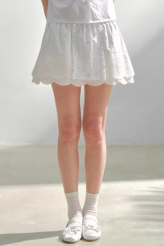 Pure White Embroidered Skirt