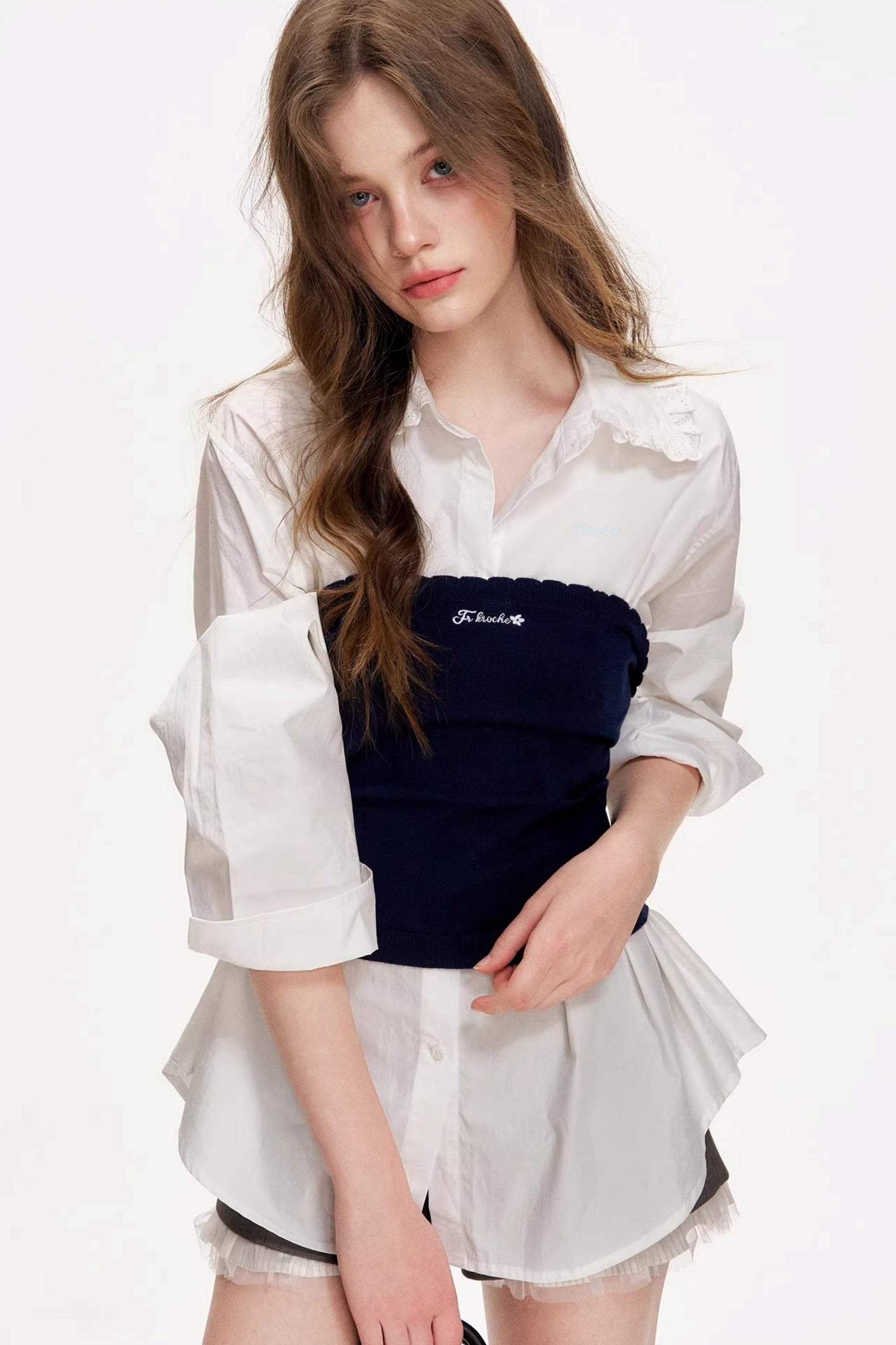 Cotton Lace Embroidered Shirt