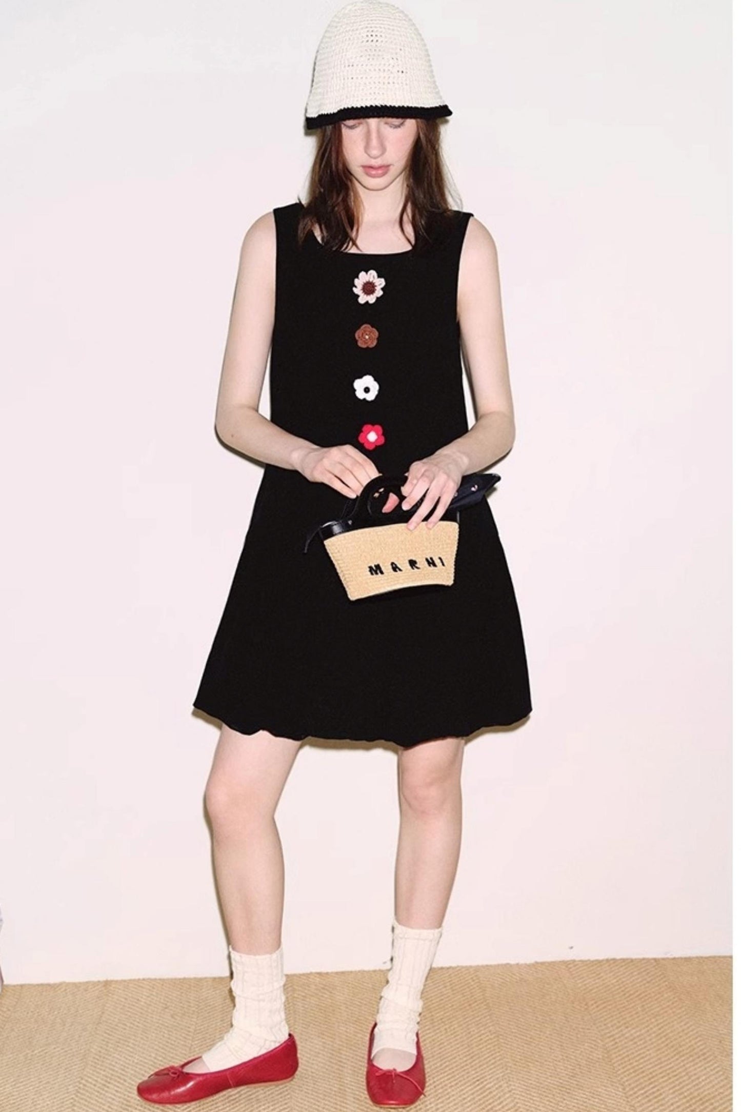 Breathable Linen Crochet Flower Dress