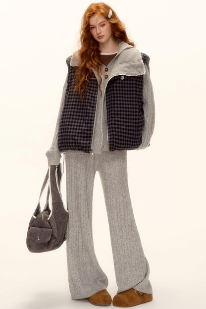 Reversible Plaid Lace Vest Jacket