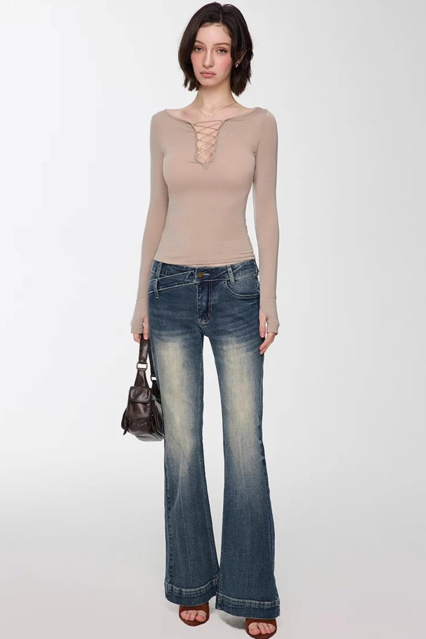 Retro Washed Flared Denim Pants