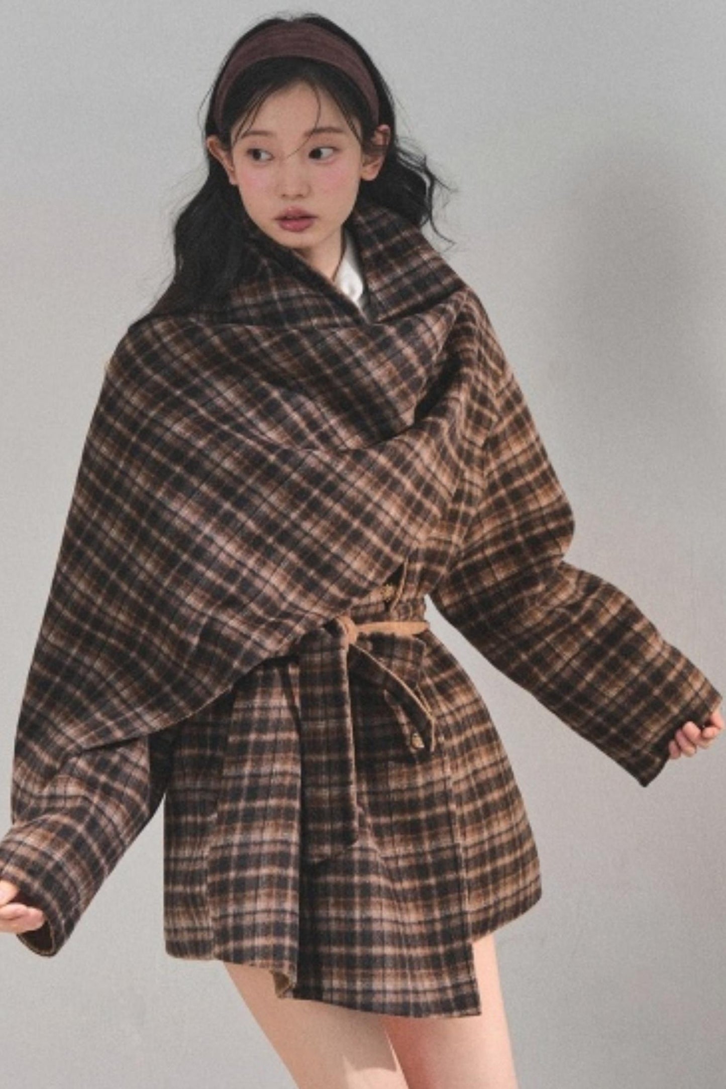 Winter Plaid Wool Coat