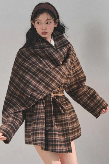 Winter Plaid Wool Coat