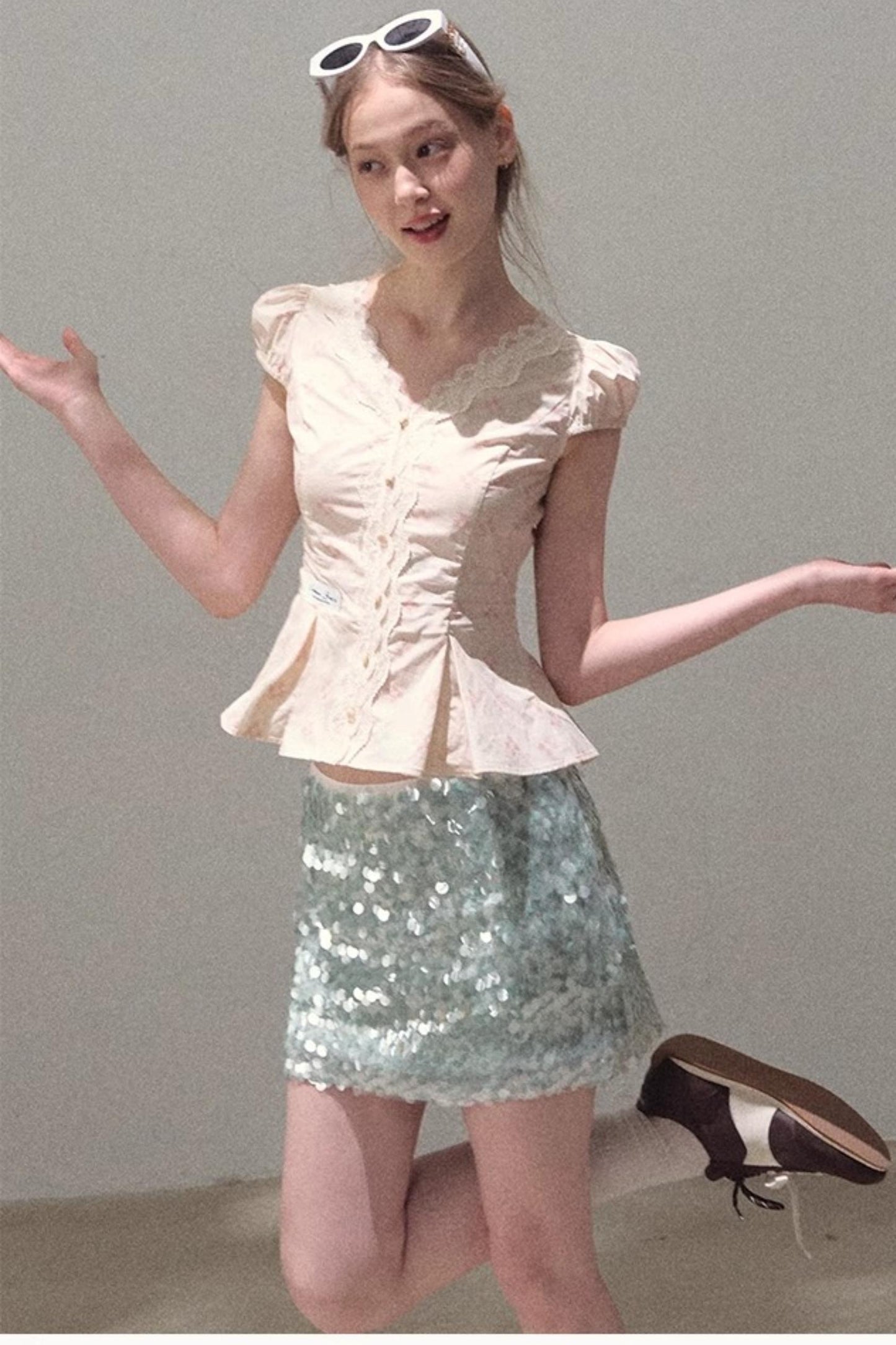 Dual-Color Sequin A-Line Mini Skirt