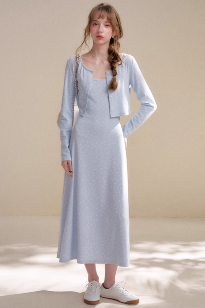 Cream Rose Lace Dress Set-Up