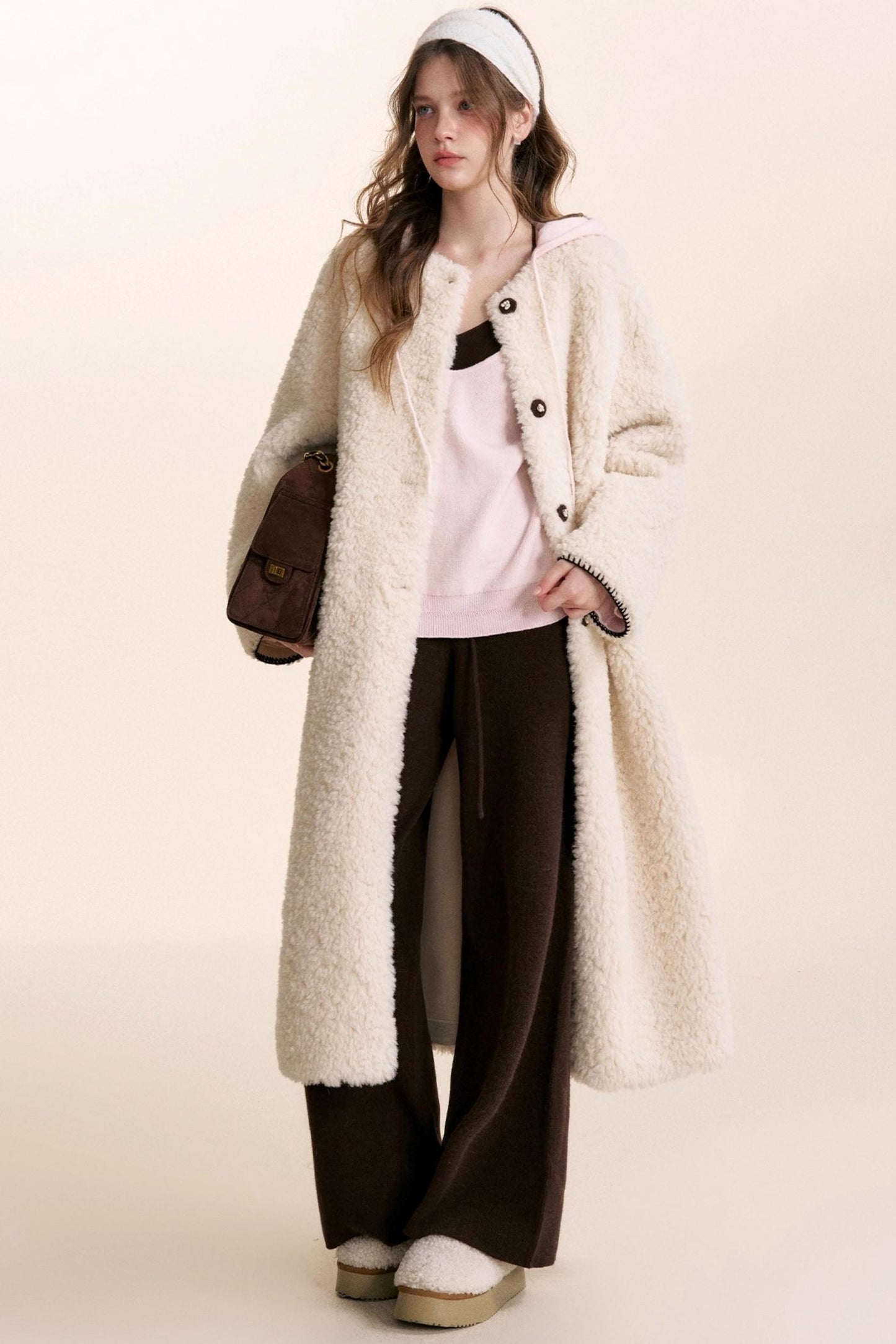 Rose Wool Hooded Knit Set-Up