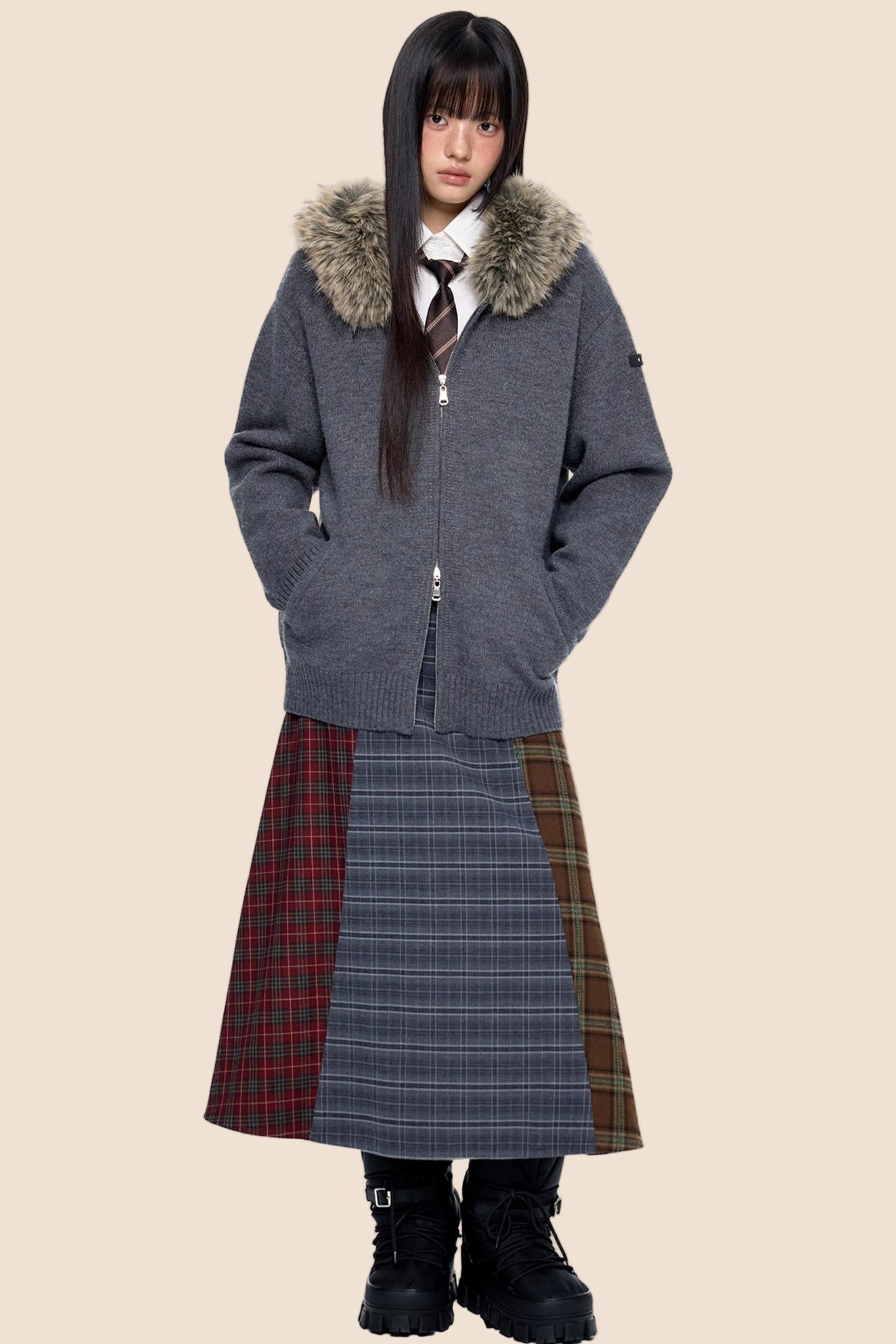 Vintage Knit Hooded Cardigan