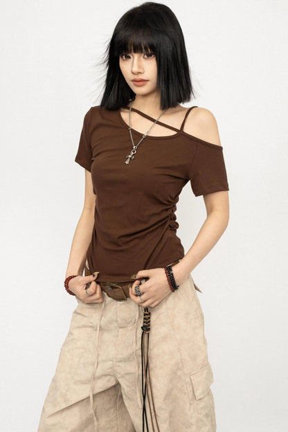 Black Off-Shoulder Slim Top