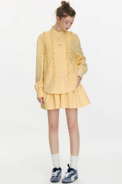 Woven Track Lace Midi Skirt