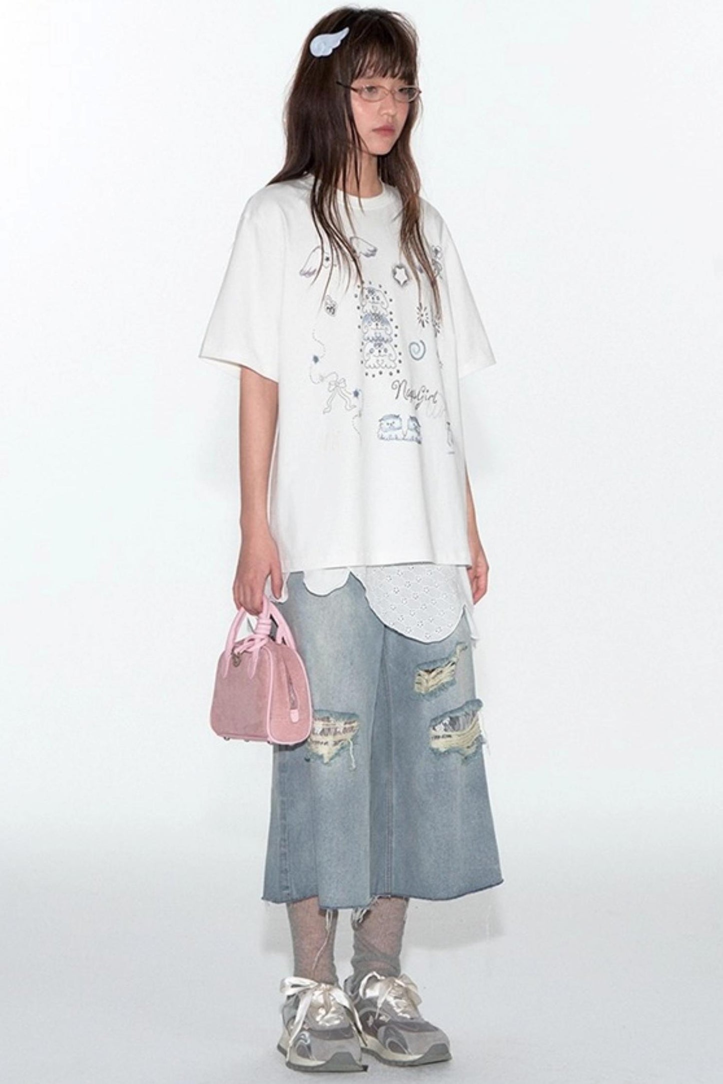 Summer Lace Ripped Wide-Leg Pants