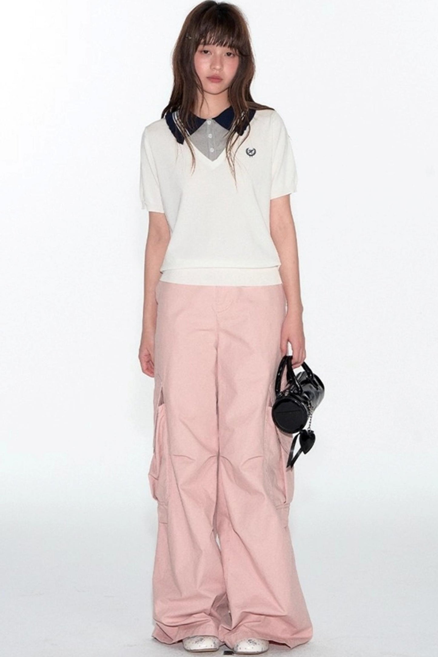 Preppy V-Neck Knit Top