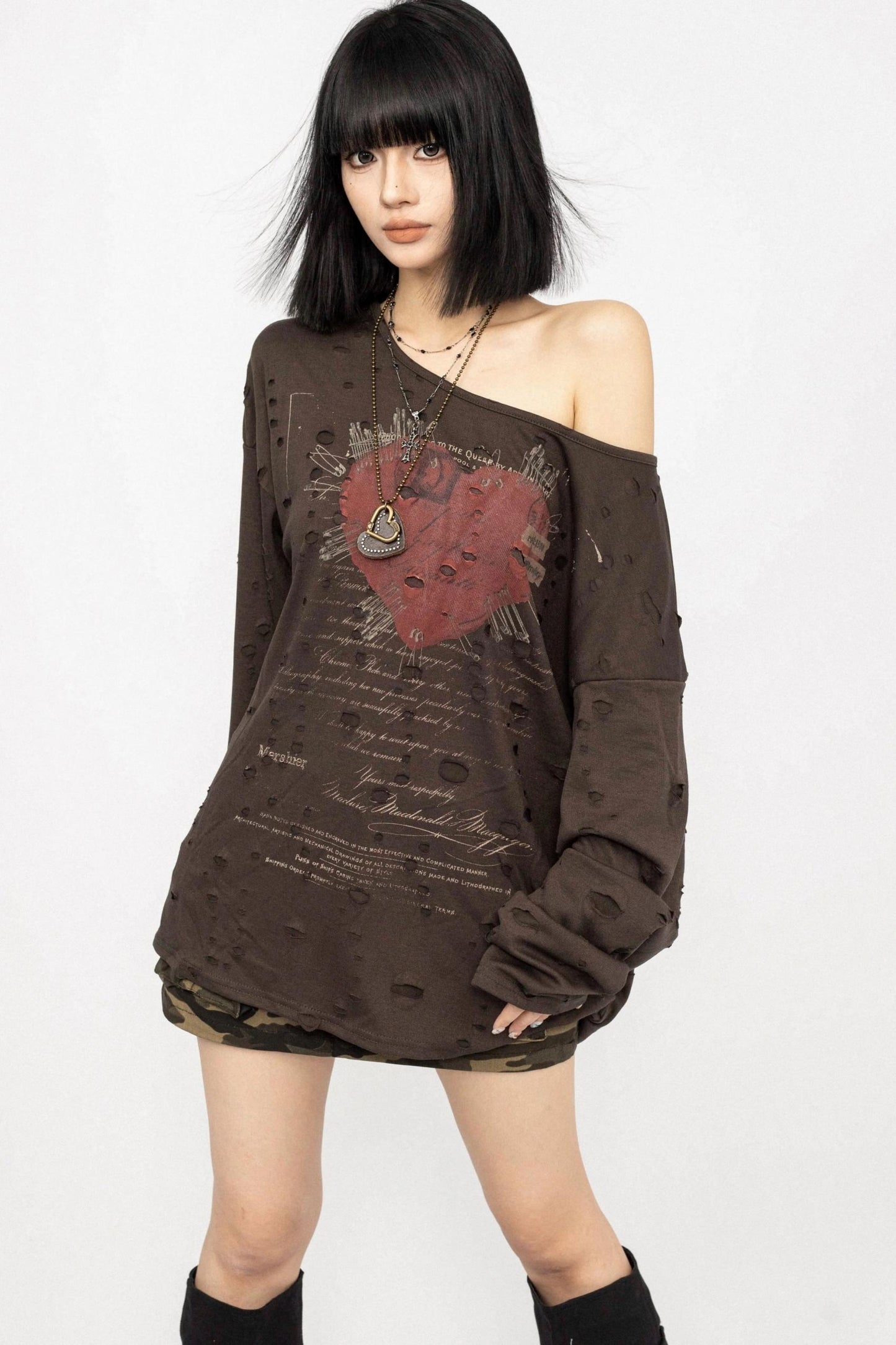 Distressed Sleeve Top