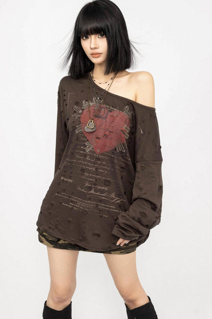 Distressed Sleeve Top