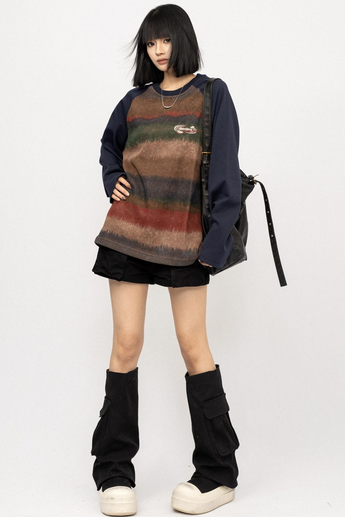 Contrast Stitching Long Sleeve T-Shirt