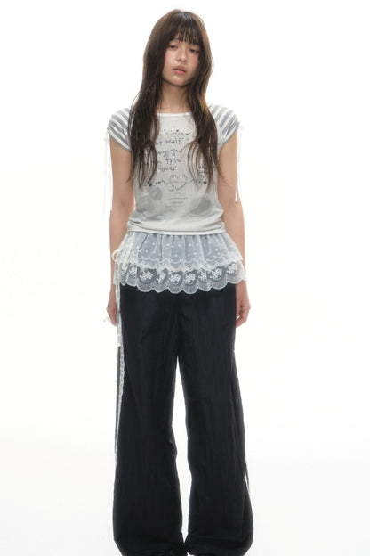 Wide-Leg Lace Summer Sweatpants