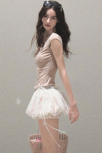 Floral Peplum Culottes Skirt Set