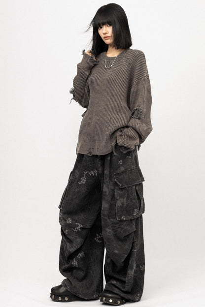 Vintage Distressed Black Sweater