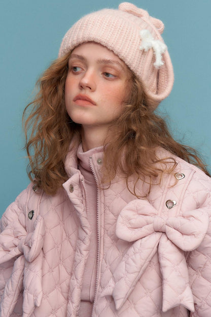 Winter Pink Bow Design Coat