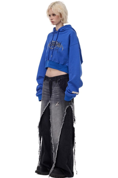 Thorn Print Hooded Fleece Sweatshirt