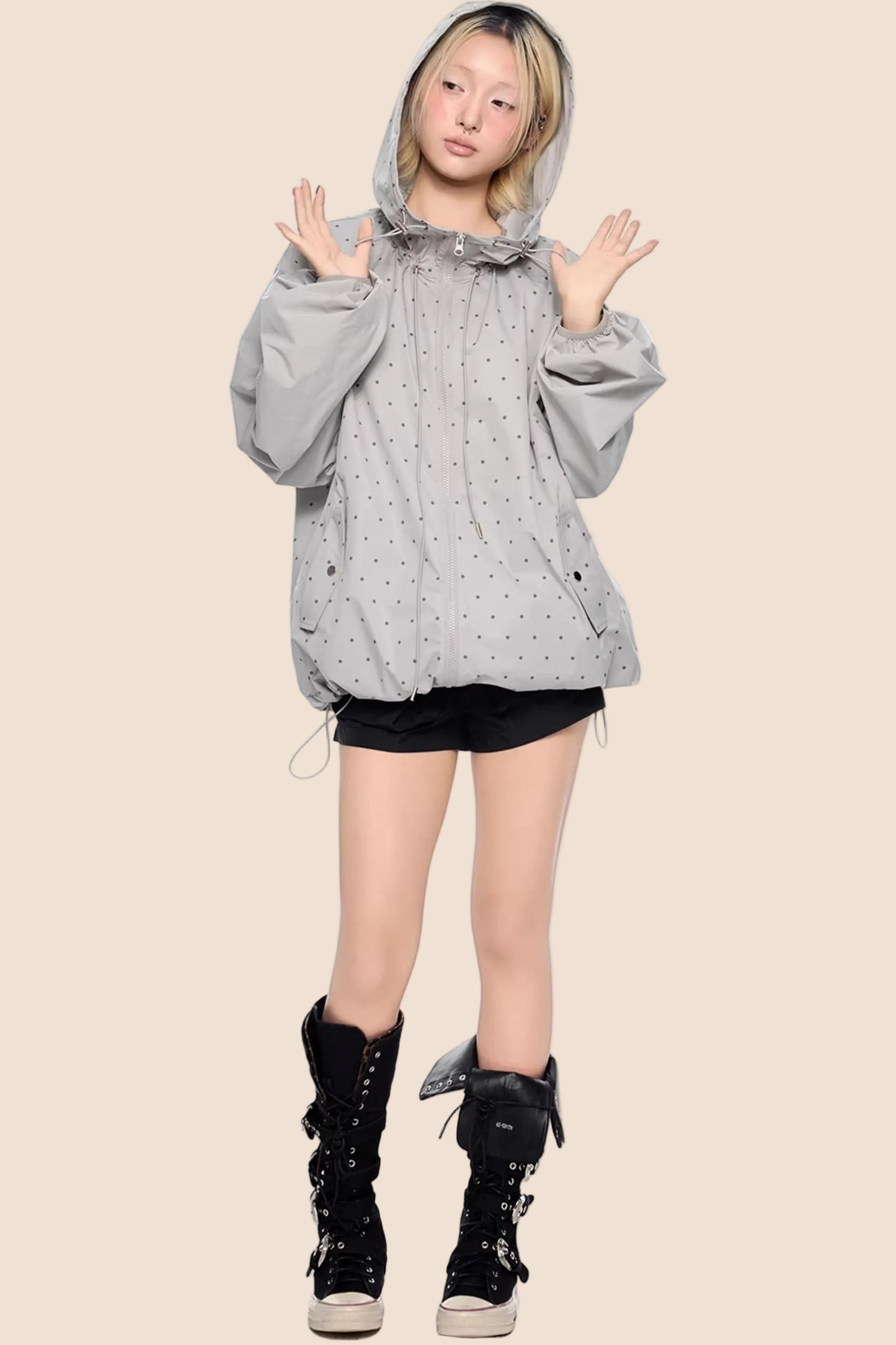 Polka Dot Hooded Sweatshirt