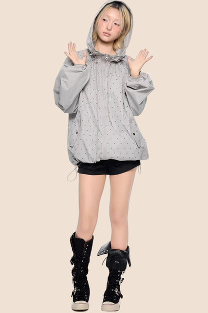 Polka Dot Hooded Sweatshirt