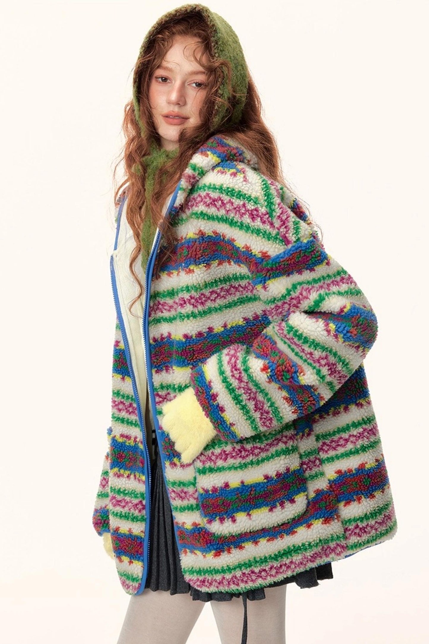 Imitation Cashmere Hooded Jacket