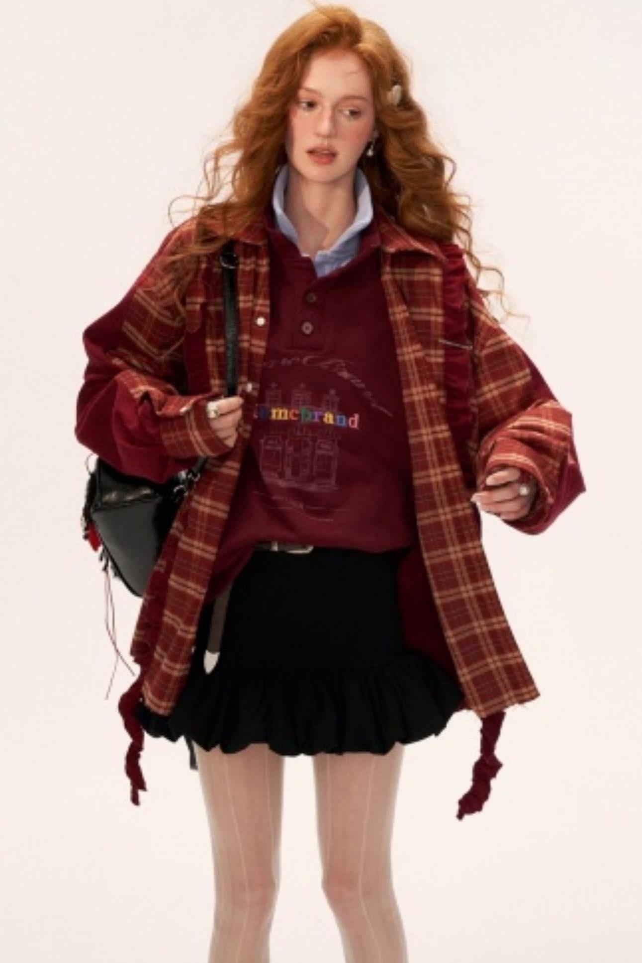 Vintage Patchwork Casual Plaid Shirt