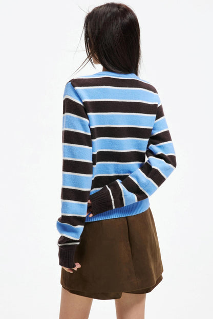 Retro Striped Knit Cardigan