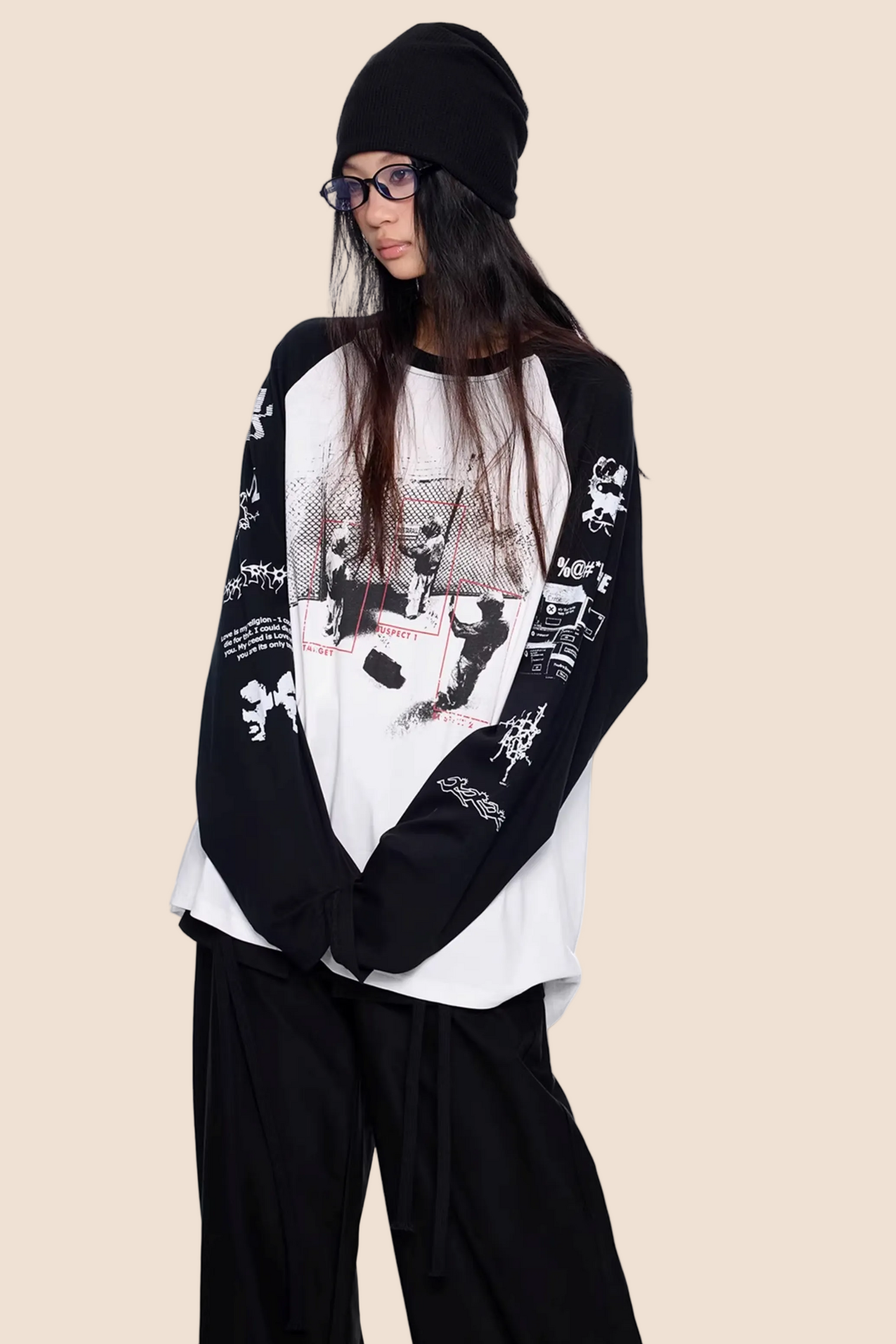 Retro-Farbblock-Raglan-Oberteil