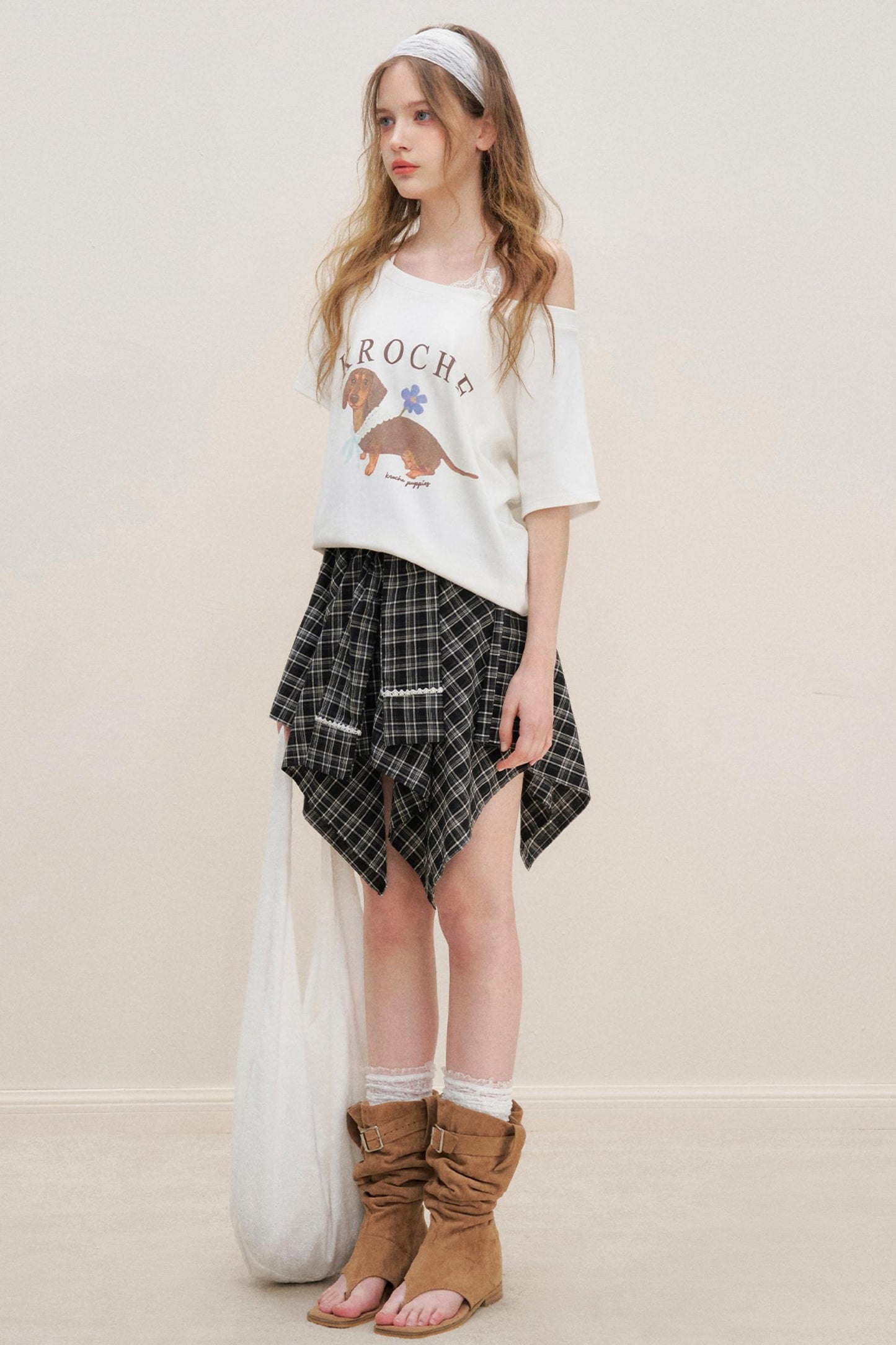 Asymmetrical Checkered Top- Skirt