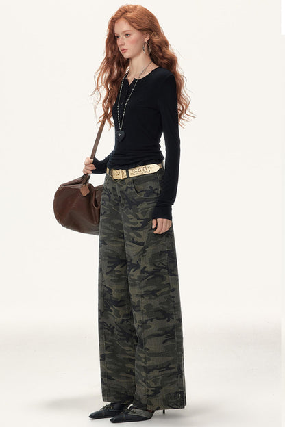 Camouflage Seam Cargo Pants