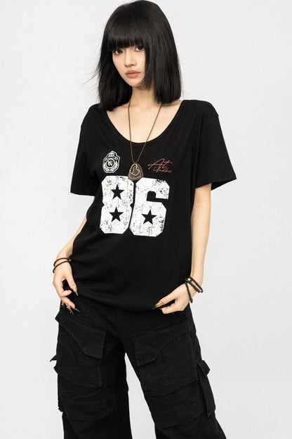 Monogram Black Off-the-Shoulder T-Shirt