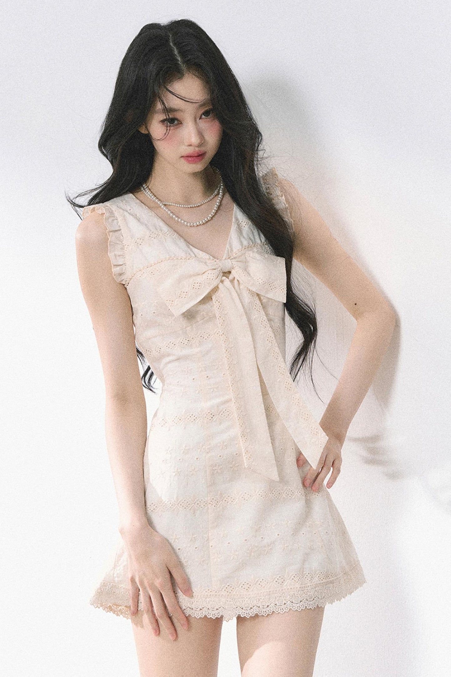 Summer Lace V-Neck Mini Dress