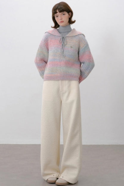 Thick Lambswool Straight-Leg Pants