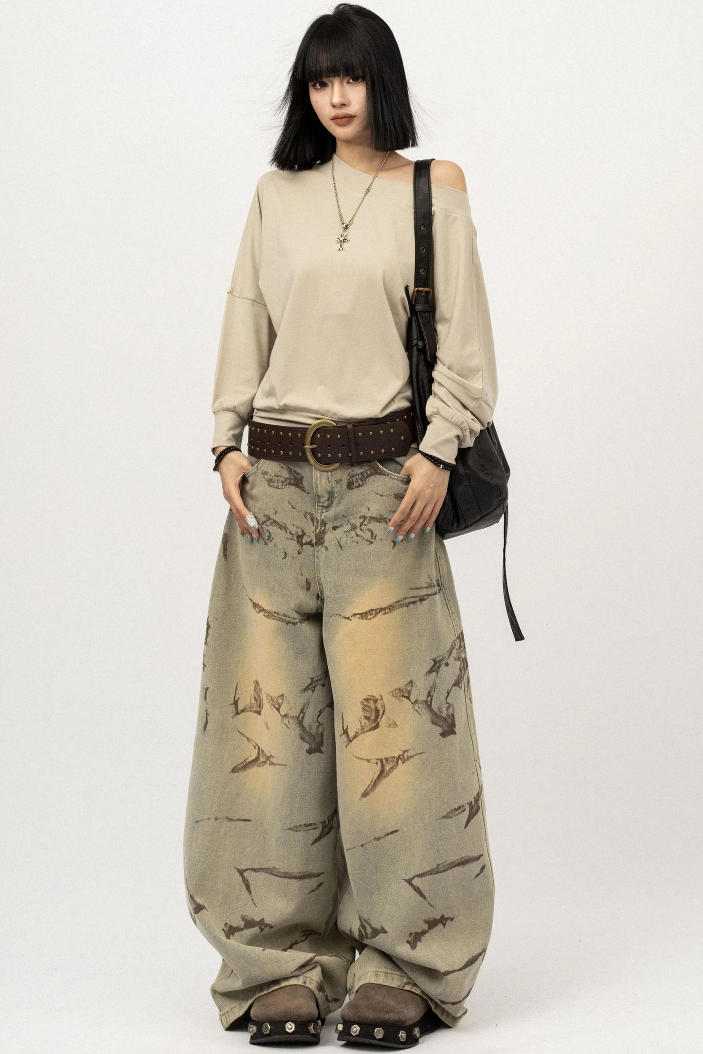 Autumn Off-Shoulder Long T-Shirt