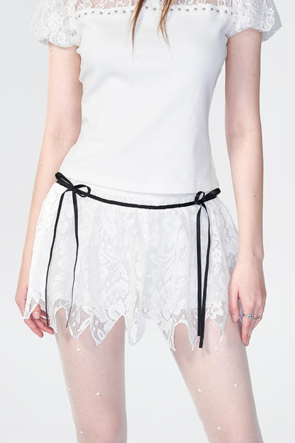 White Lace Bow Skirt