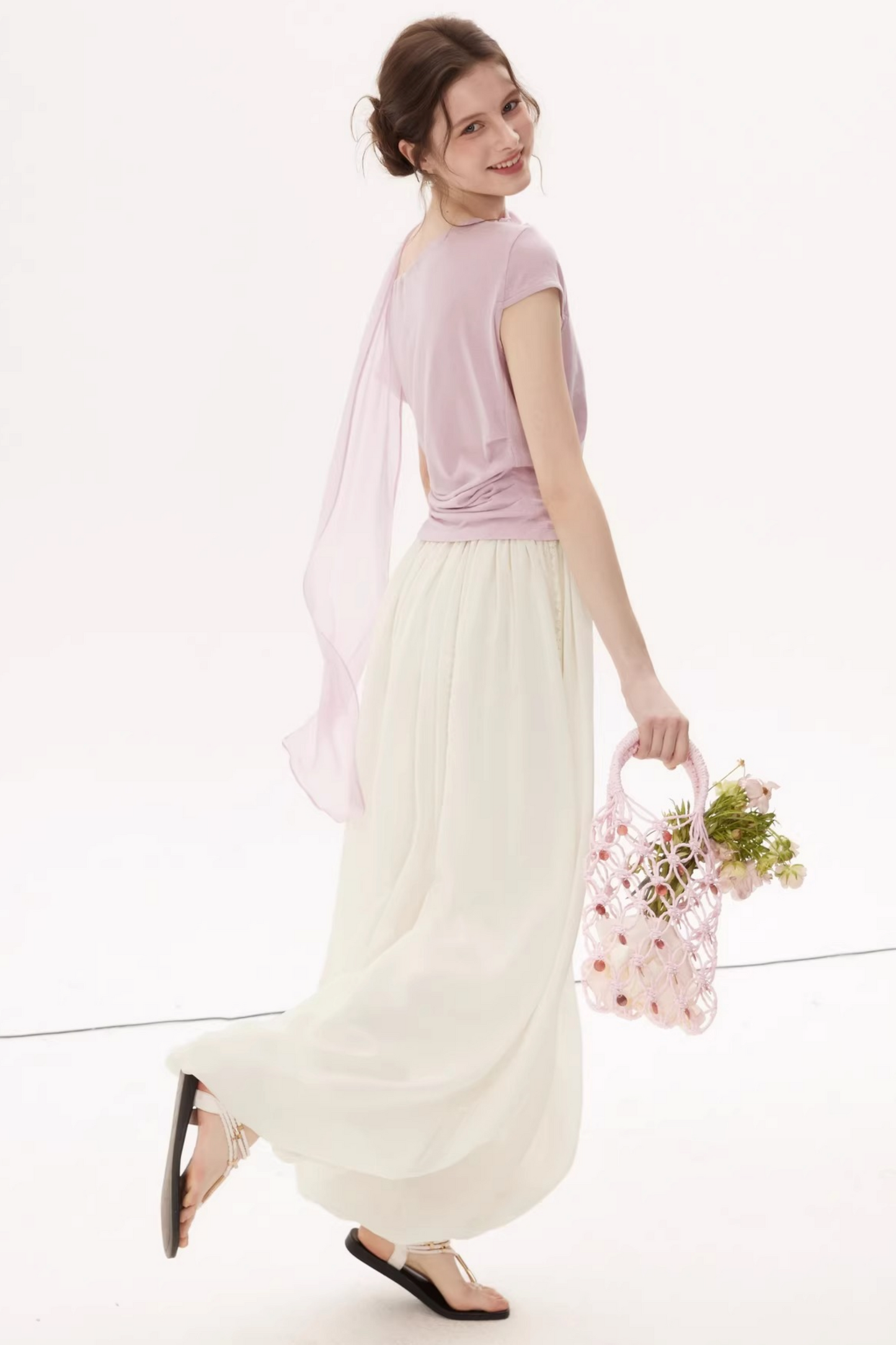 Top asimmetrico in Lyocell Tencel