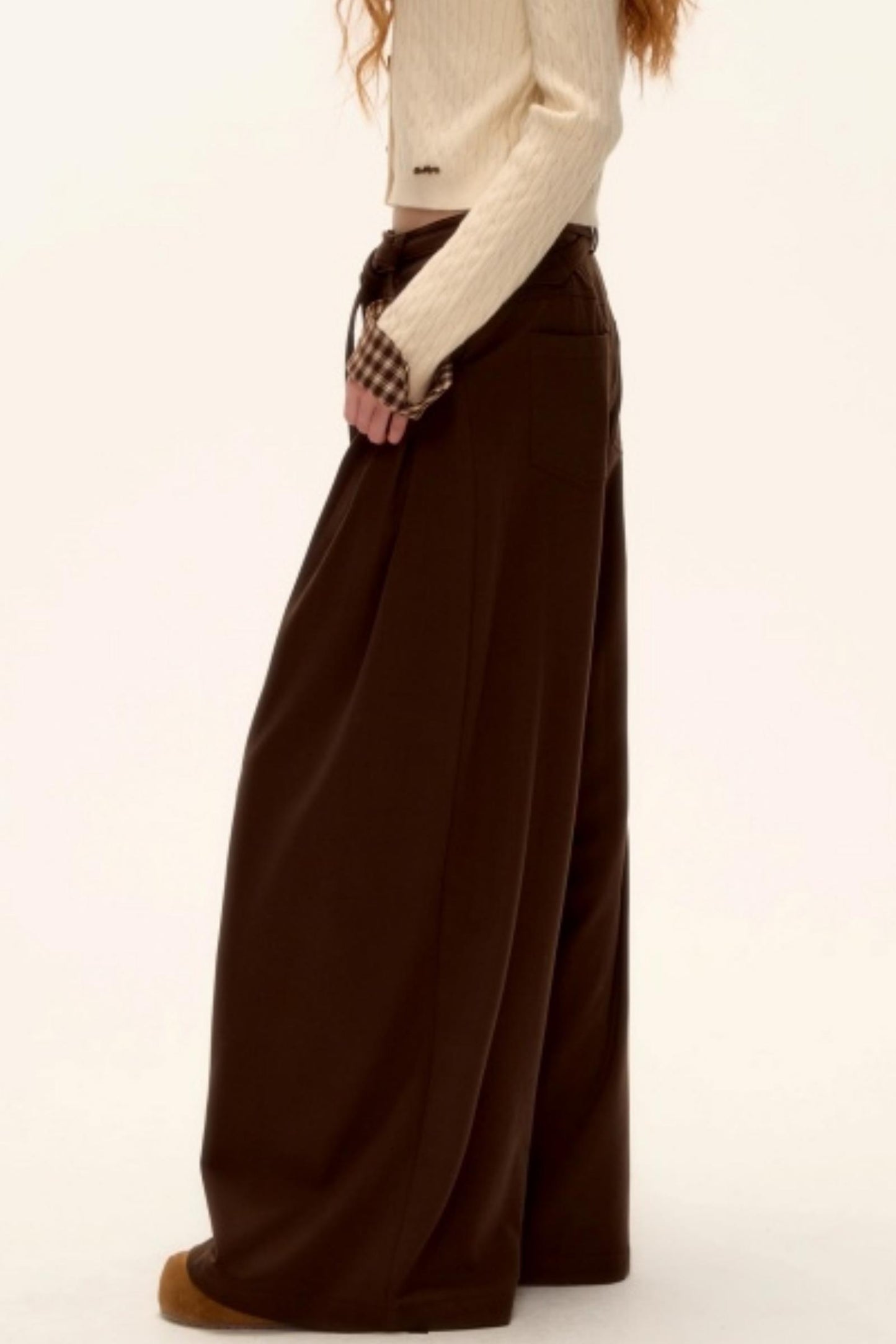 Pleated Retro Wide-Leg Pants